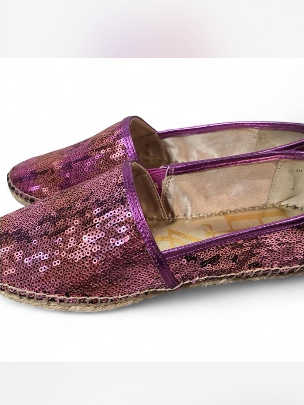 ENZO Sequin Espadrille Flats in Purple